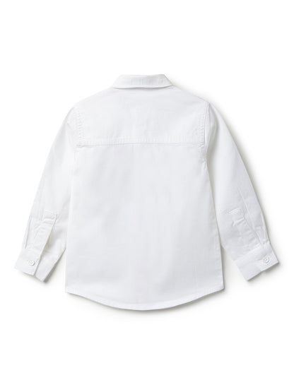 Boys Cotton White Shirt With Blue Denim Washed Baggy Fit Jeans