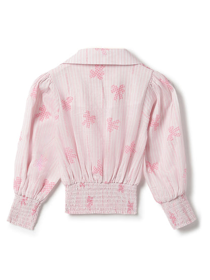 Girls Pink Cotton Printed Top