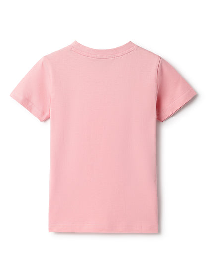 Boys Pink Cotton Solid T-Shirt
