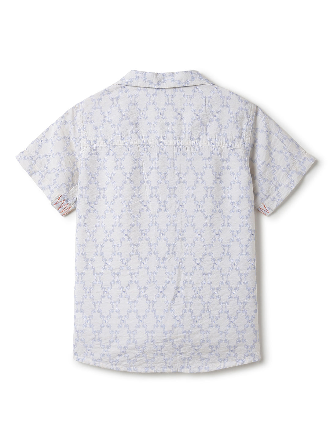 Boys White Printed Casual Shirt