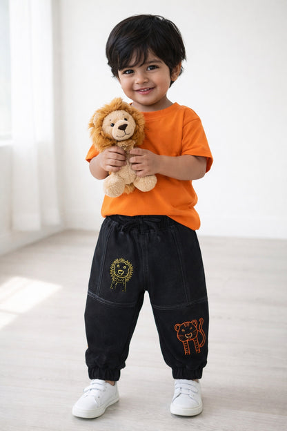 Boys Black Denim Jogger