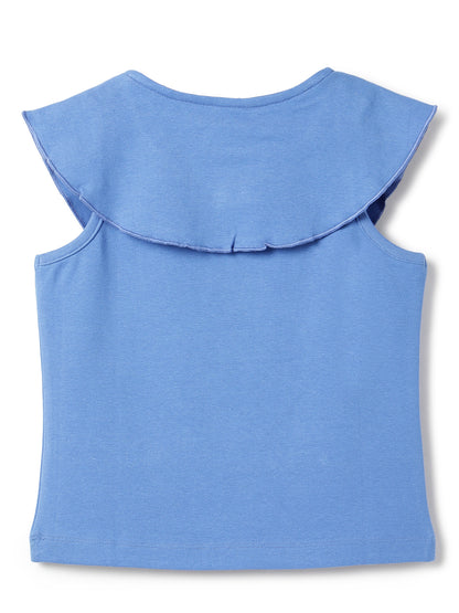 Girls Blue Embroidered Crop Top