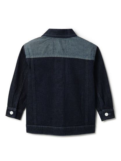 Boys Blue Denim Cotton Washed Full Sleeve Jacket