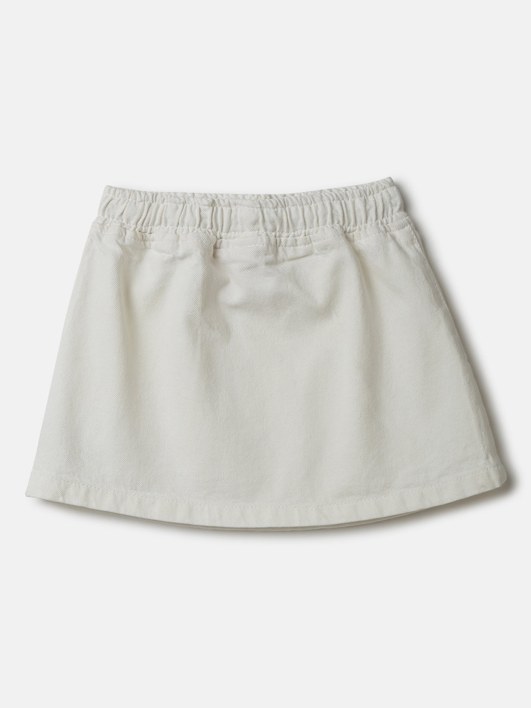 Girls White Cotton Solid Skirt