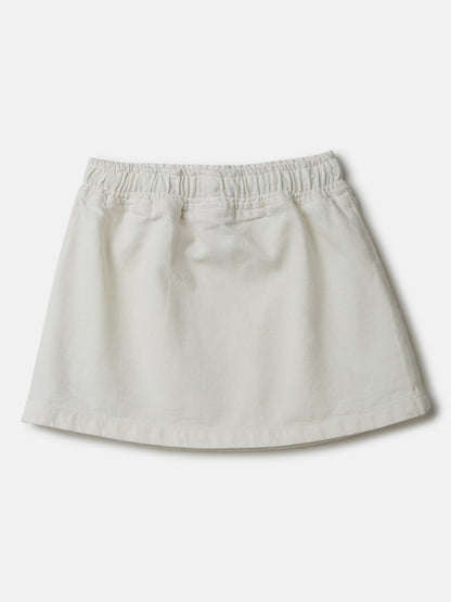 Girls White Cotton Solid Skirt