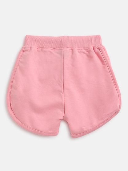 Girls Pink Cotton Shorts