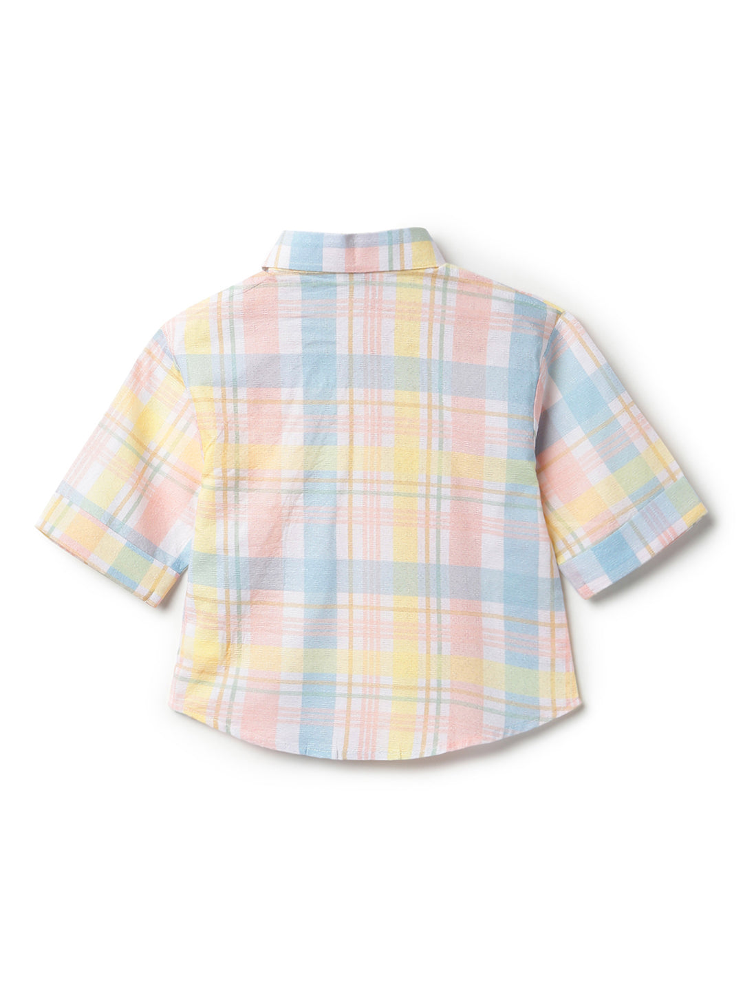 Girls Multi-Color Viscose Checked Top