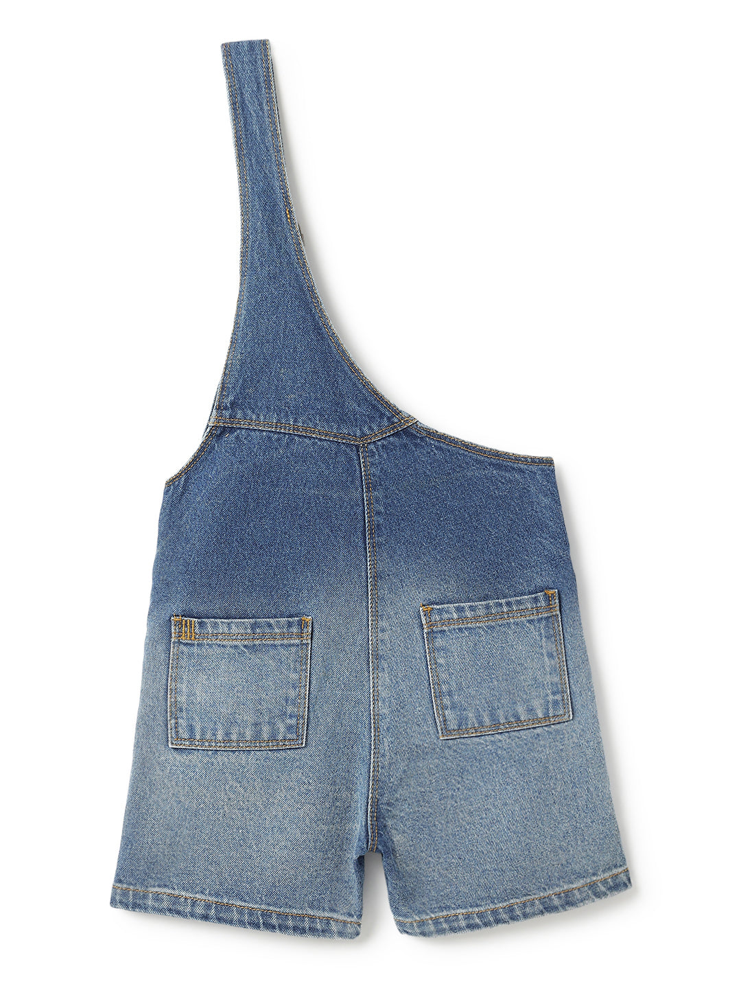 Girls Denim Cotton Blue Half Dungaree
