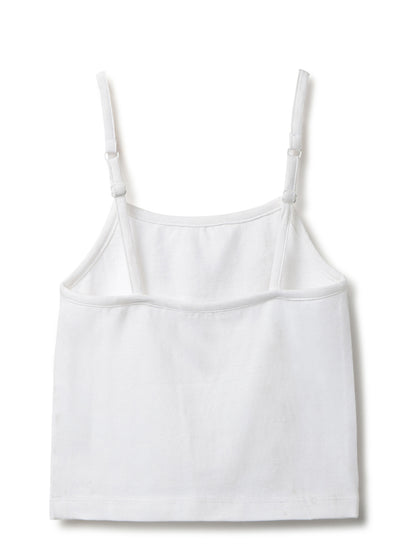 Girls White Lycra Regular Fit Spaghetti Sleeve Solid Camisole
