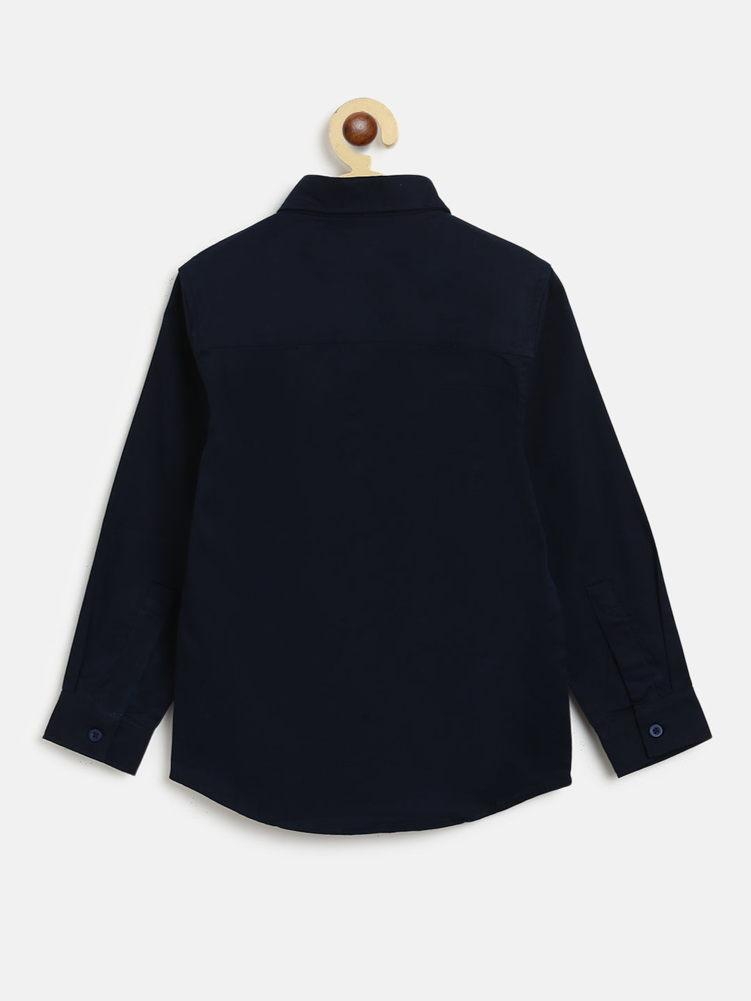 Boys Cotton Navy Blue Shirt With White Lycra Denim Solid Baggy Fit Jeans