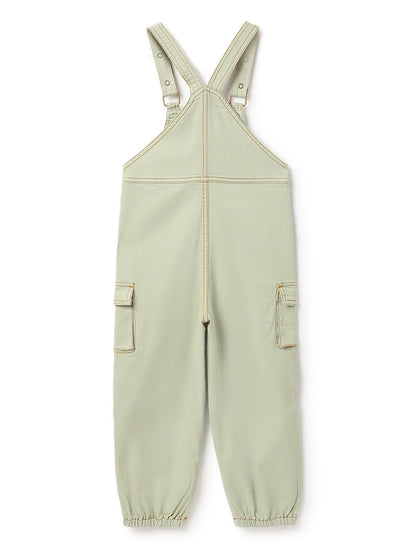 Unisex Lycra Olive Overdyed Dungaree