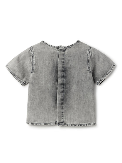 Girls Grey Sequin Embroidery Cotton