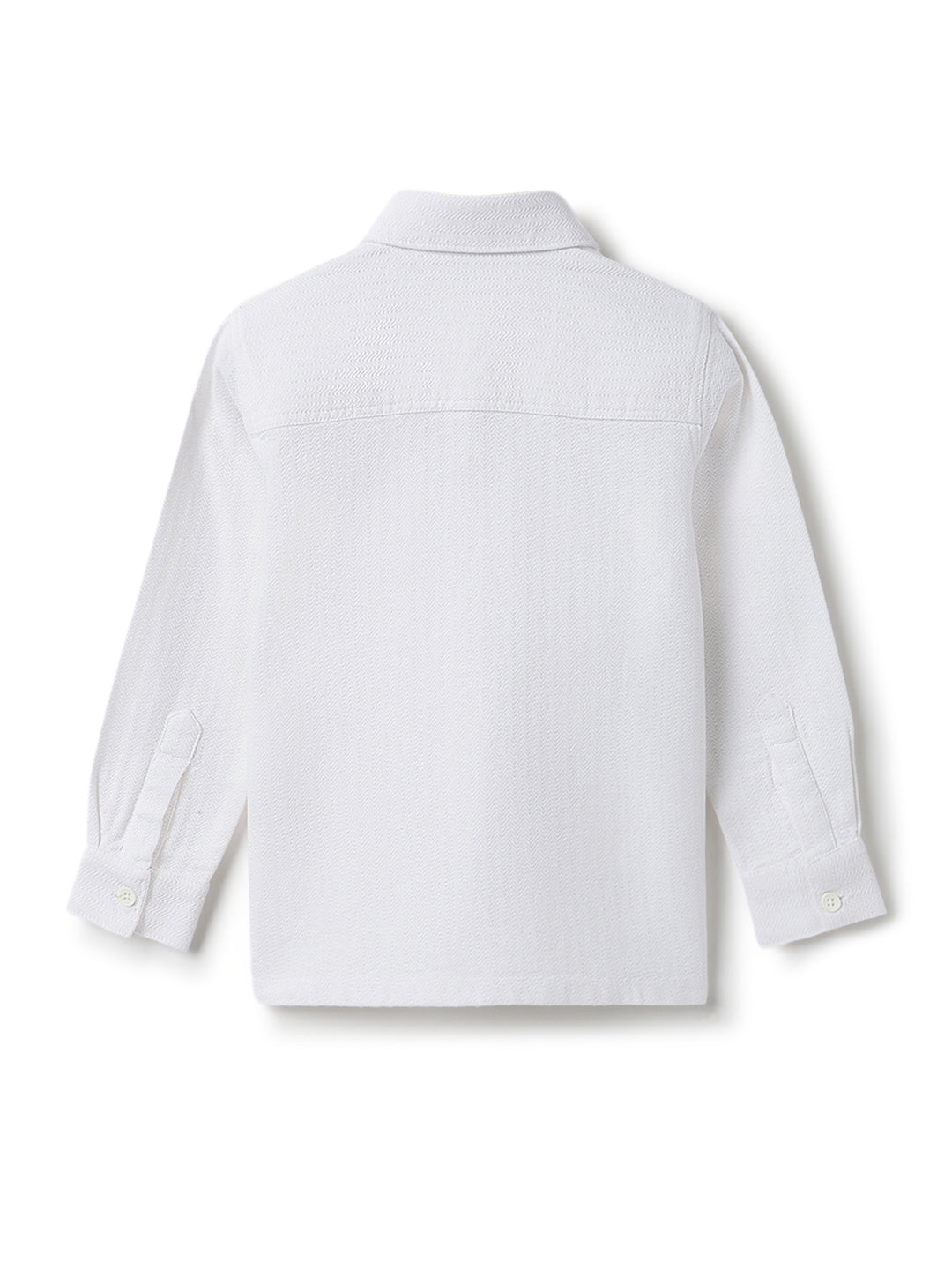 Boys Solid Cotton White Shacket