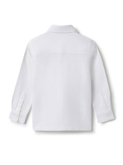 Boys Solid Cotton White Shacket