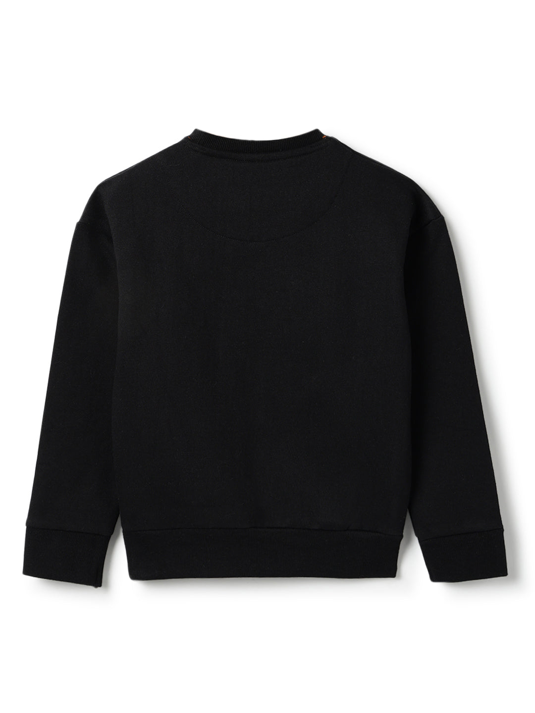 Girls Black Cotton Printed Oversized Sweatshirt