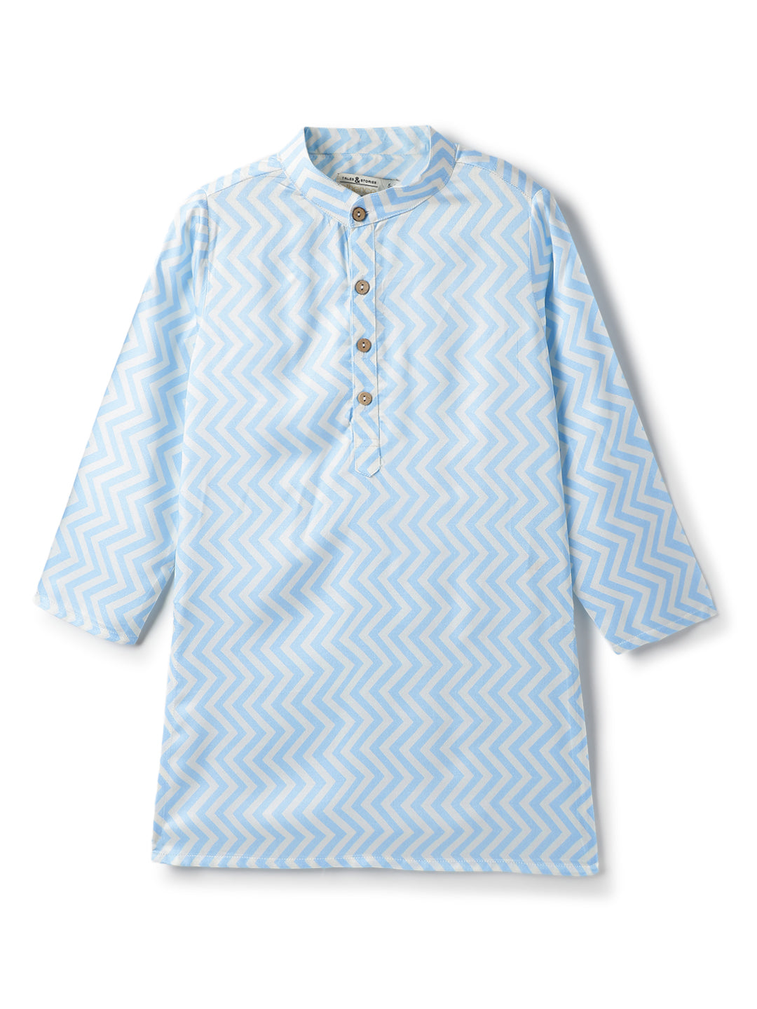 Boys Viscose Blue Full Sleeve Ethnic Kurta Set with Printed Jacket