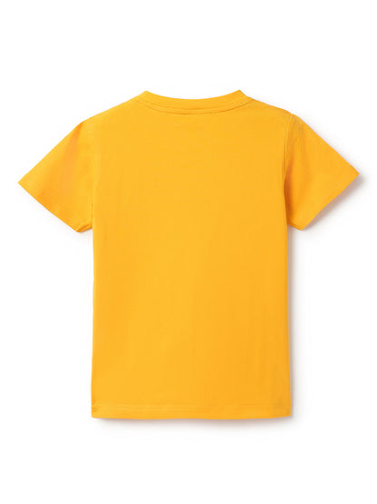 Girls Lycra Dark Yellow Embroidery T-Shirt