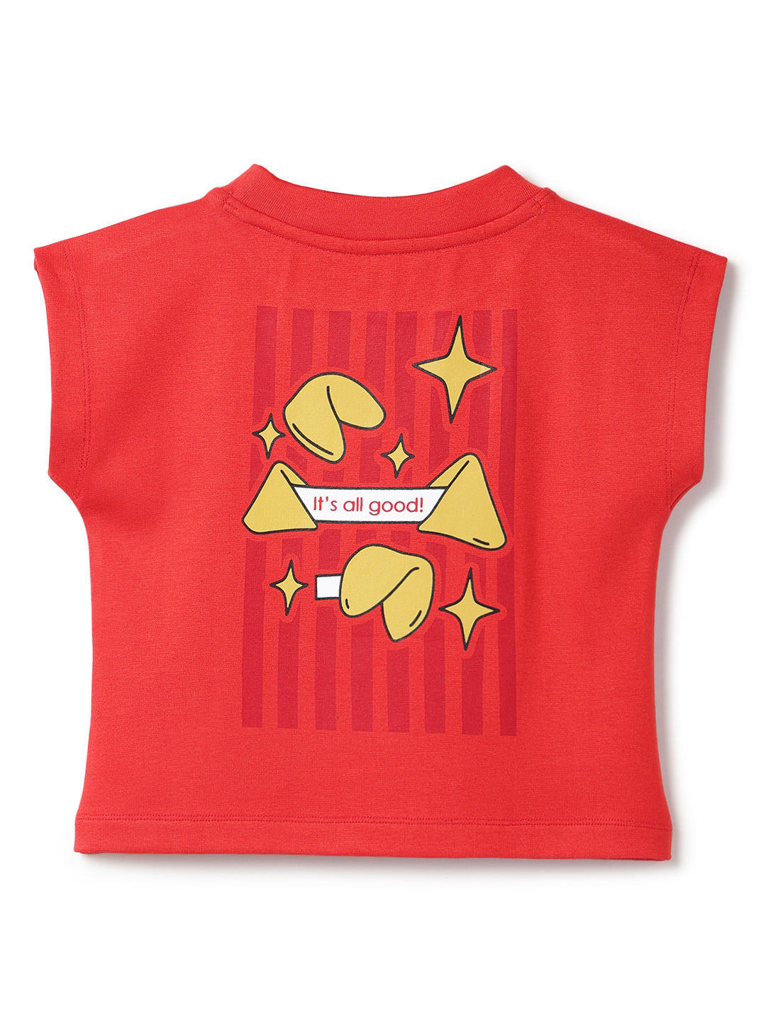 Girls Red Printed Crop Top