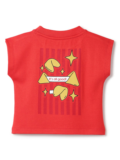 Girls Red Printed Crop Top