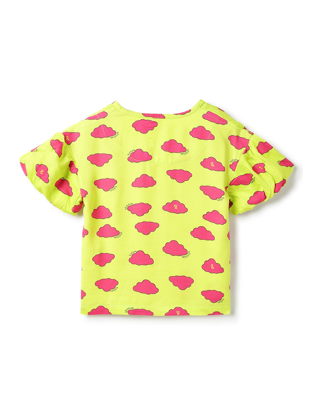 Girls Yellow Printed Viscose Top