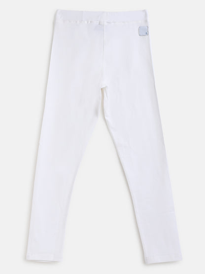 Girls Slim Fit White Legging