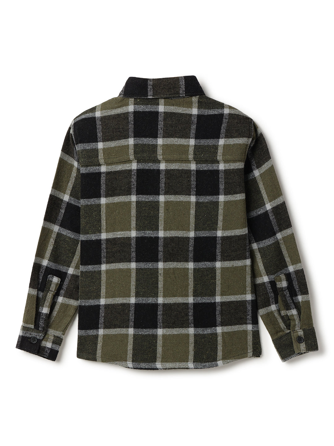 Boys Green Flannel Checked Shirt