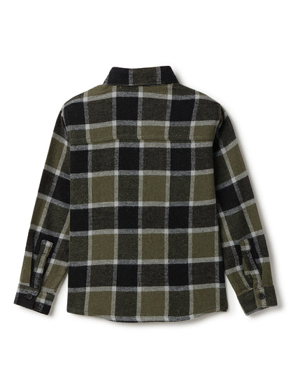 Boys Green Flannel Checked Shirt