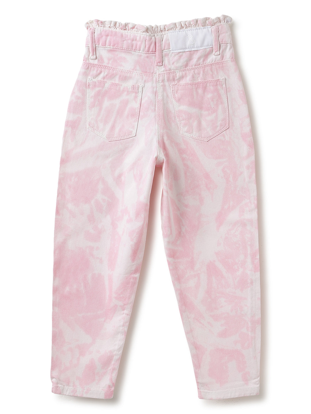 Girls Pink Tie & Dye Cotton Jeans