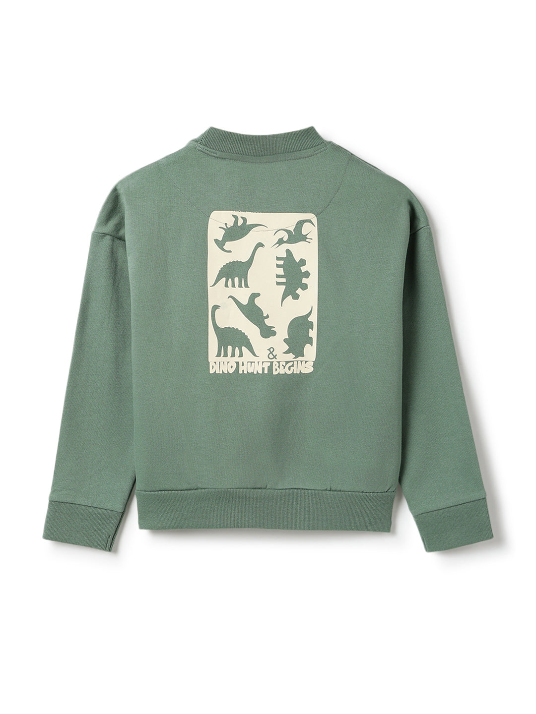 Boys Olive Printed Cotton Sweatshirt