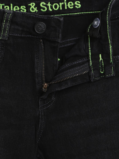 Boys Basic Slim Fit Black Casual Jeans