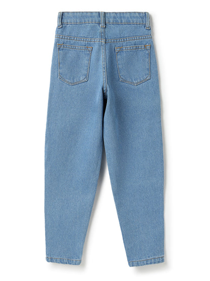 Girls Light Blue Washed Slouchy Denim Jeans