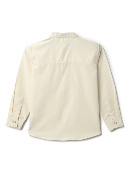 Boys Cream Cotton Striped Shirt