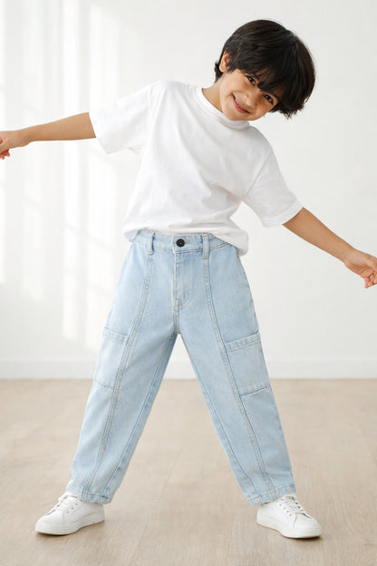 Boys Light Blue Denim  Slouchy Fit Jeans