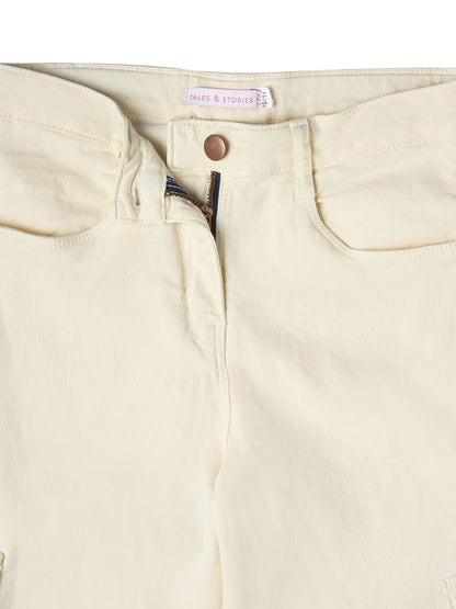 Girls White Cargo Pants
