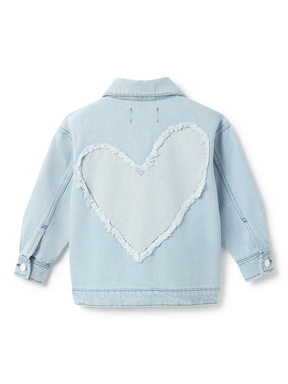 Girls Denim Cotton Light Blue Washed Jacket
