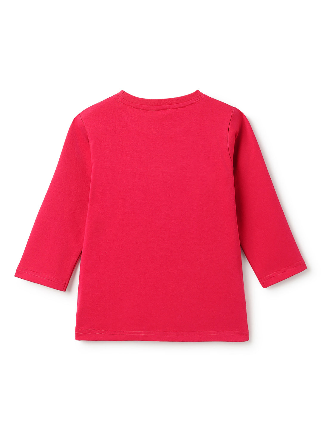 Girls Cotton Magenta Pink Embroidery T-Shirt