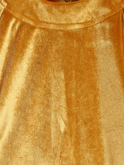 Girls Golden Half Sleeve Bodycon Fit Solid Dress