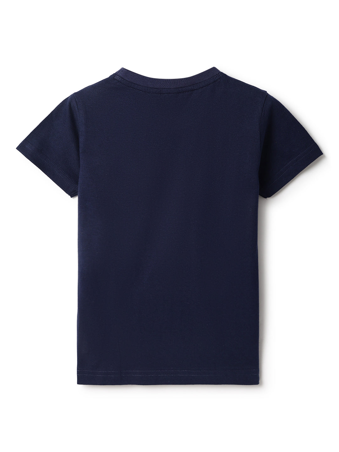 Boys Navy Blue Cotton Solid T-Shirt