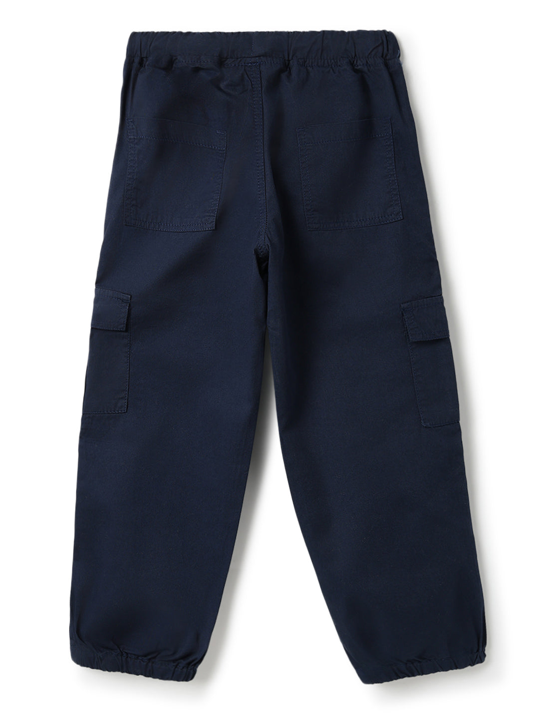 Boys Cotton Navy Blue Solid Joggers