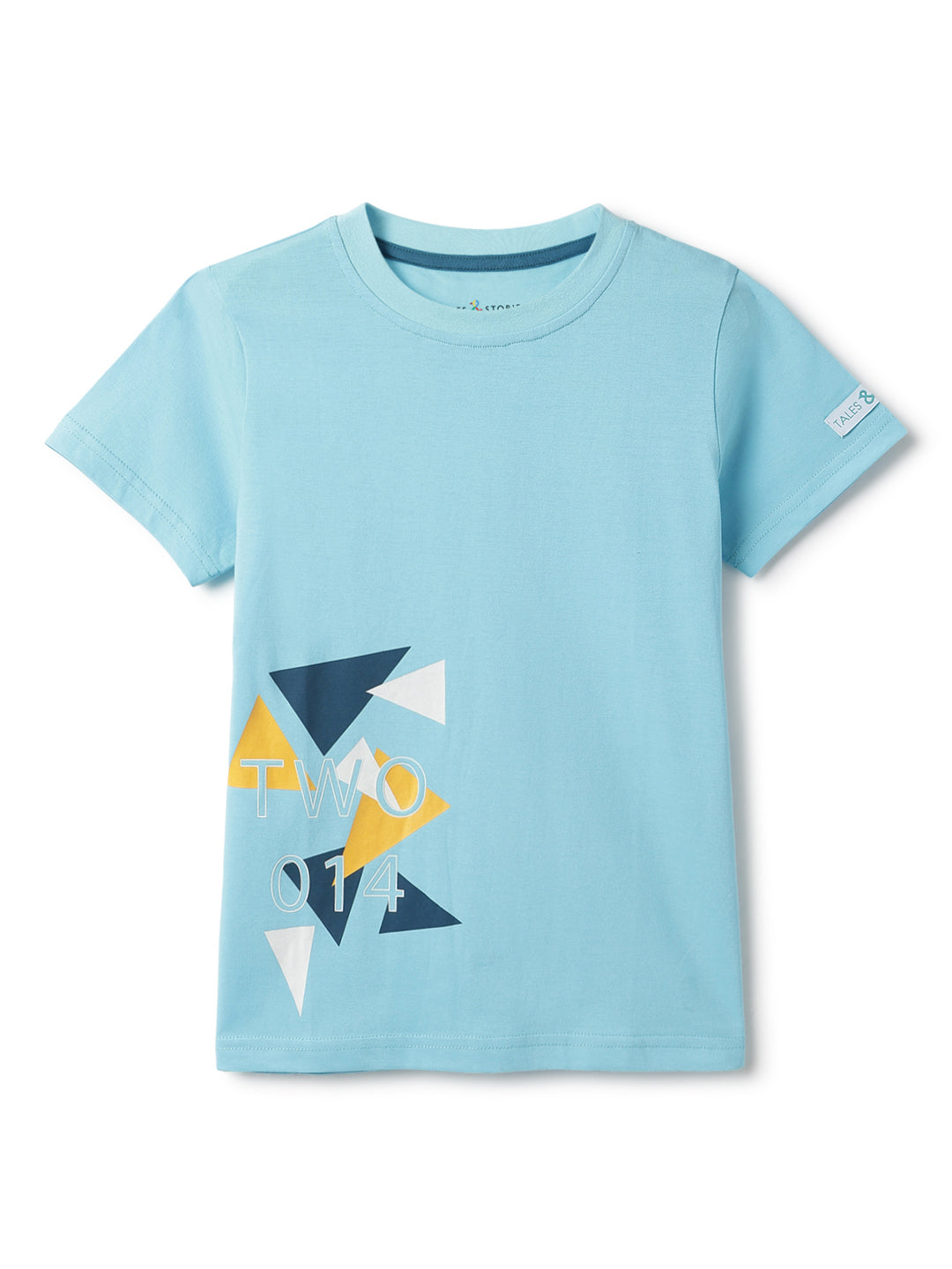 Boys Sky Blue Printed T-Shirt