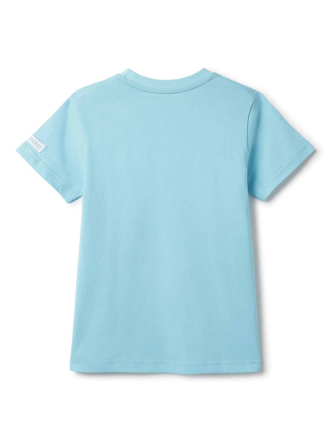Boys Sky Blue Printed T-Shirt