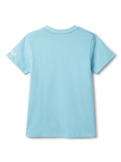 Boys Sky Blue Printed T-Shirt