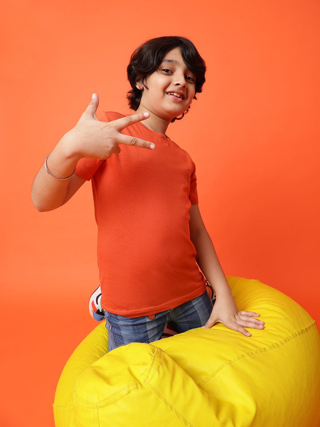 Boys Red Cotton printed T shirt