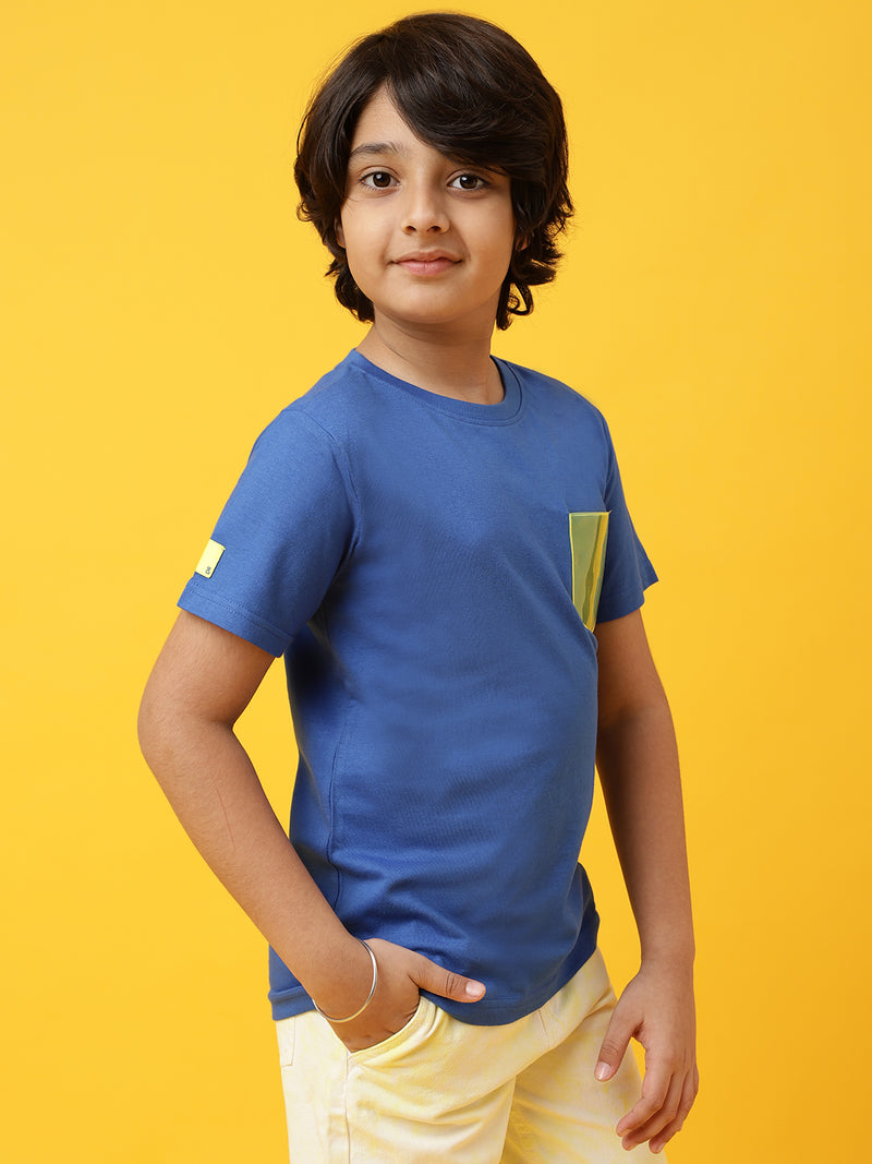 Boys Blue Cotton printed T shirt