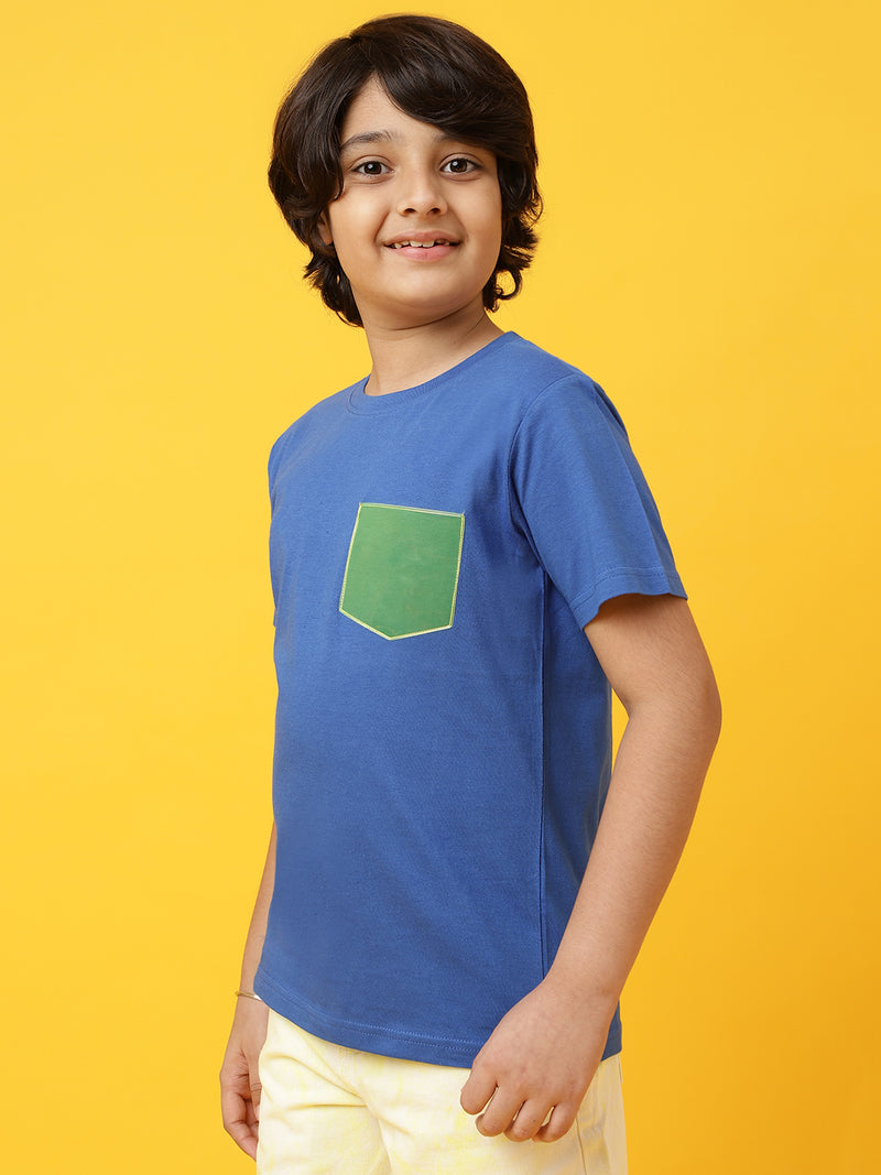 Boys Blue Cotton printed T shirt