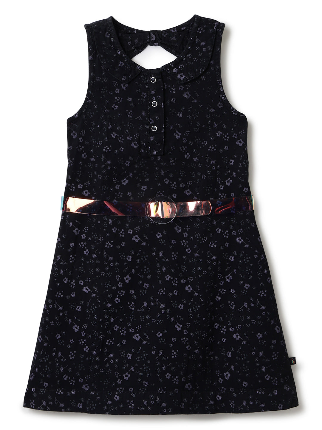 Girls Black Printed Dress