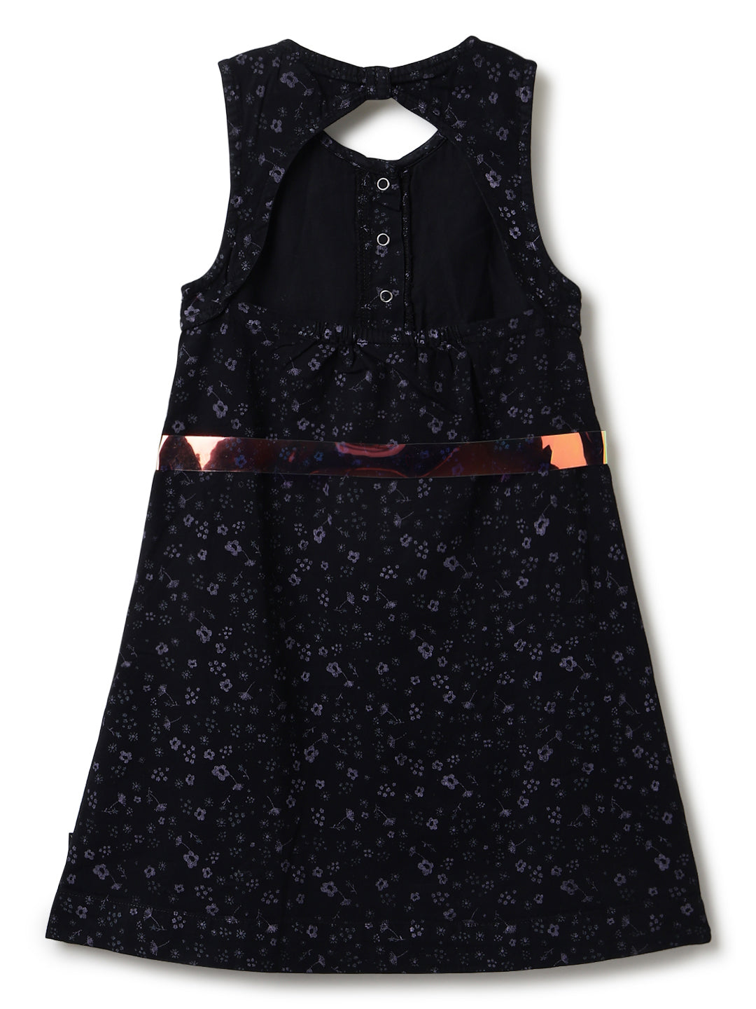 Girls Black Printed Dress