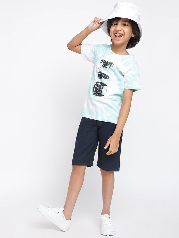 Boys Blue Cotton Printed T shirt