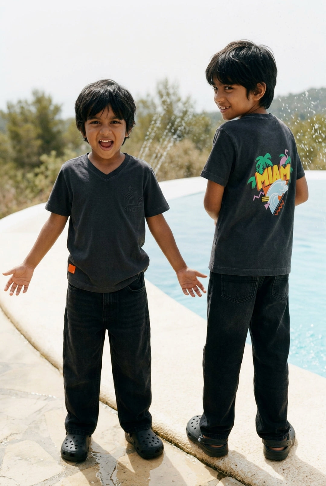 Boys Dark Grey Cotton T-shirt