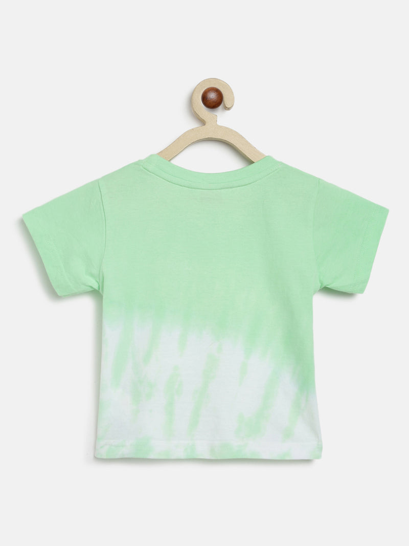 Girls Green Cotton Embroidery T-shirt